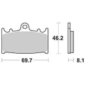 Pastiglie Freno SBS 631HS - 69,7x46,2x8,1mm - Kawasaki ZX-6R Ninja 600, ZX-7R Ninja 750, ZX-9RR Ninja 900, Suzuki RGV 250, Suzuki GSX/GSX-R, SV 1000