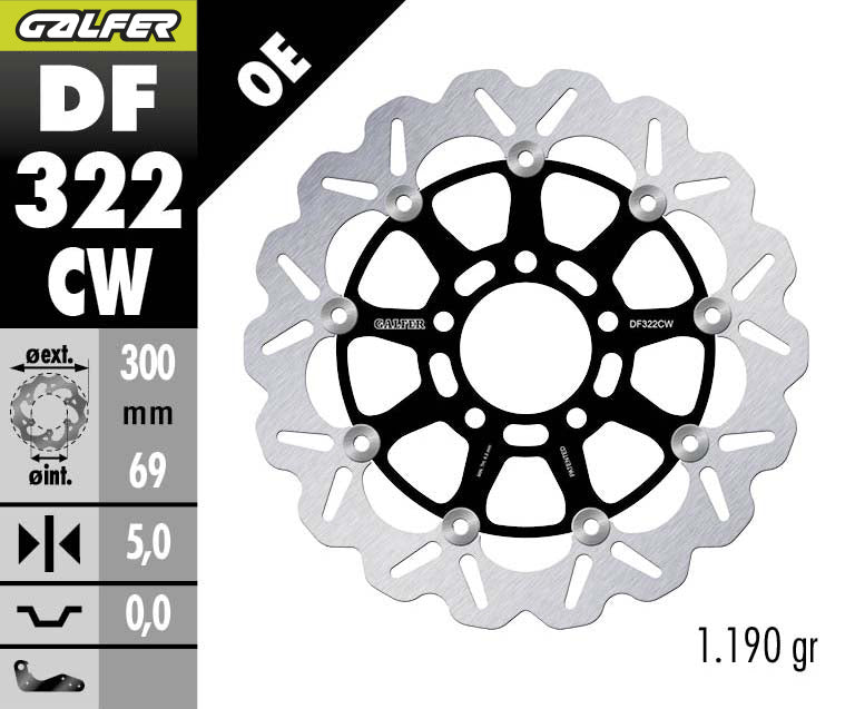Disco freno Galfer DF322CW Wave 300mm flottante
