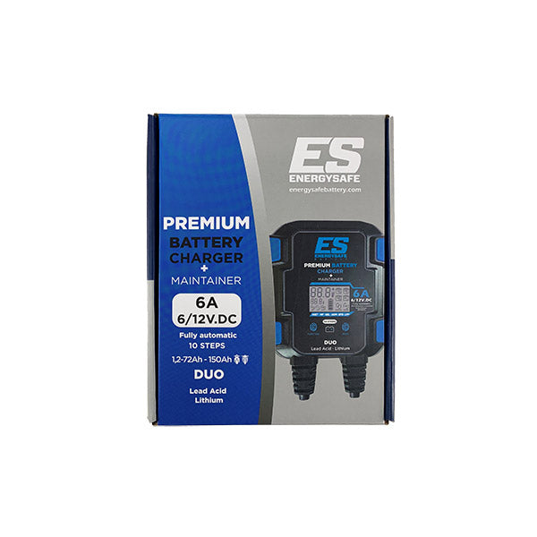 Caricabatterie Moto Energy Safe Premium Battery Charger 6A Duo 6V/12V - Lead Acid Lithium IP65