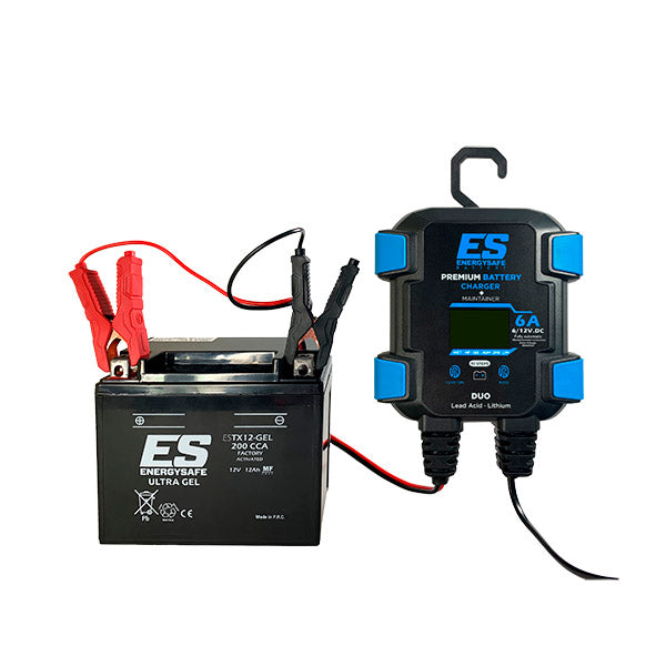 Caricabatterie Moto Energy Safe Premium Battery Charger 6A Duo 6V/12V - Lead Acid Lithium IP65