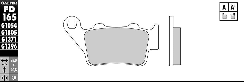 Pastiglia Freno Galfer FD165 G1371 - Aprilia, Benelli, Beta, Bmw, Cfmoto, Ducati, Fantic, Gas Gas, Gilera, Harley-Davidson, Honda, Husaberg, Husqvarna; Ktm, Mv Augusta, Tm, Triumph, Yamaha