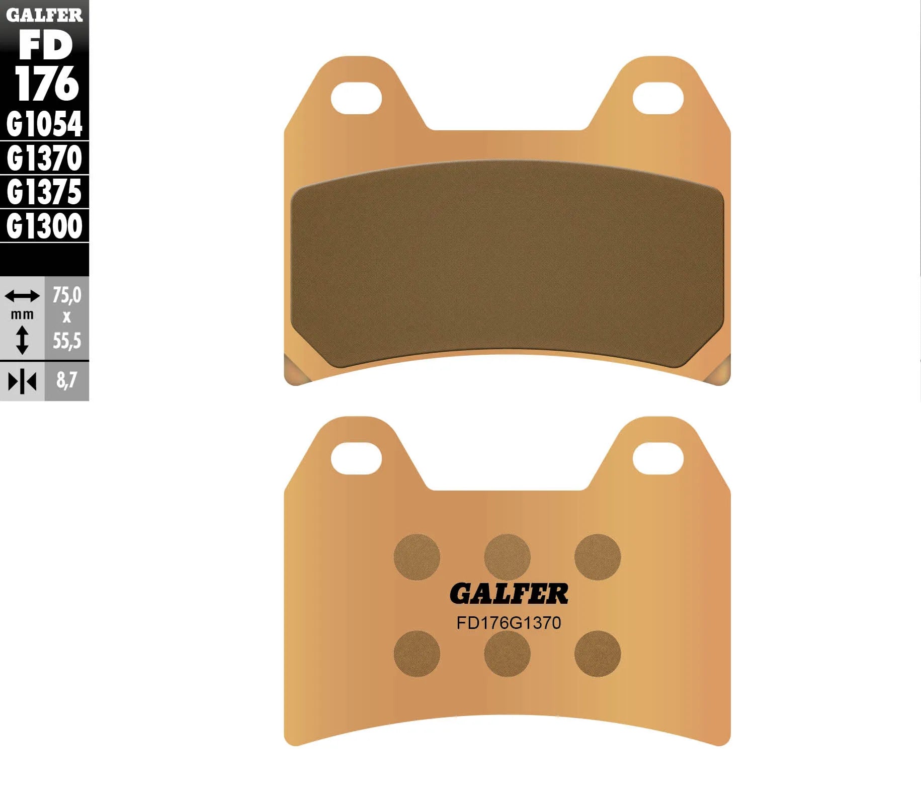 Pastiglia Freno Galfer FD176 G1370 - Aprilia, Benelli, Bimota, Cagiva, Cfmoto, Ducati, Fantic, Husqvarna, Ktm, Moto Guzzi, Moto Morini, Mv Augusta, Suzuki, Yamaha - Sport / Naked / Adventure / Custom