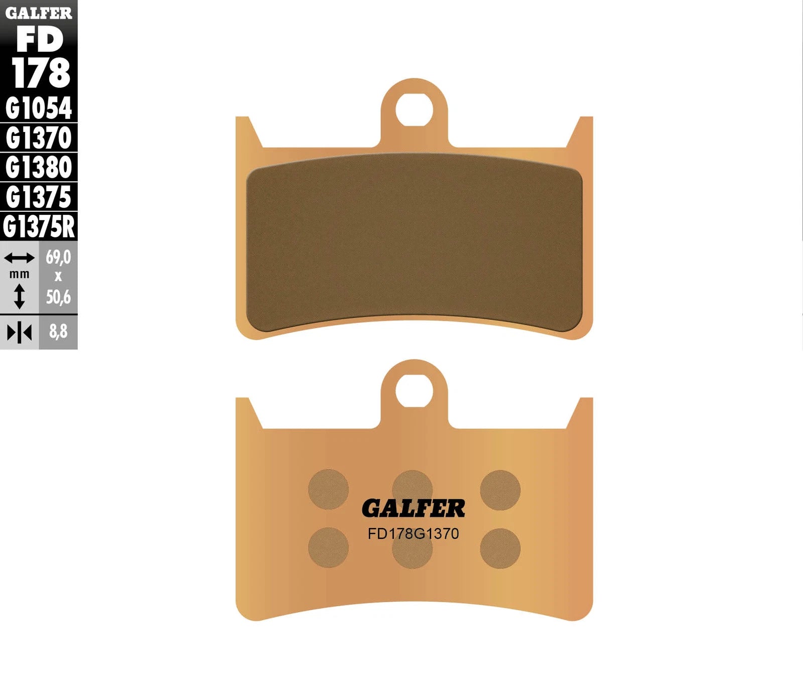 Pastiglia Freno Galfer FD178 G1370 - Yamaha FZ 1/6, MT 07/09/10,TRACER, T-MAX 530/560, R 1/6/7 - Sport / Naked / Touring