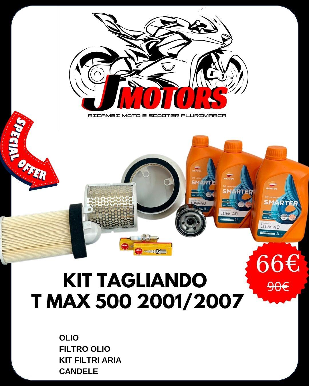 Kit Tagliando Completo Yamaha T-Max 500 2001-2007 - Olio Repsol 10W40 + Filtri Aria + Filtro Olio + Candele NGK