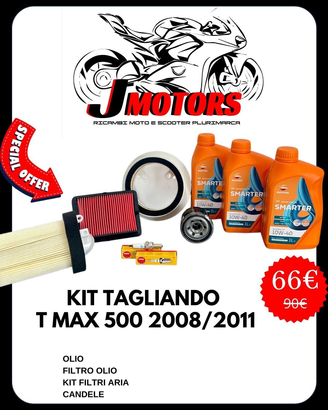 Kit Tagliando Completo Yamaha T-Max 500 2008-2011 - Olio Repsol 10W40 + Filtri Aria + Filtro Olio + Candele NGK