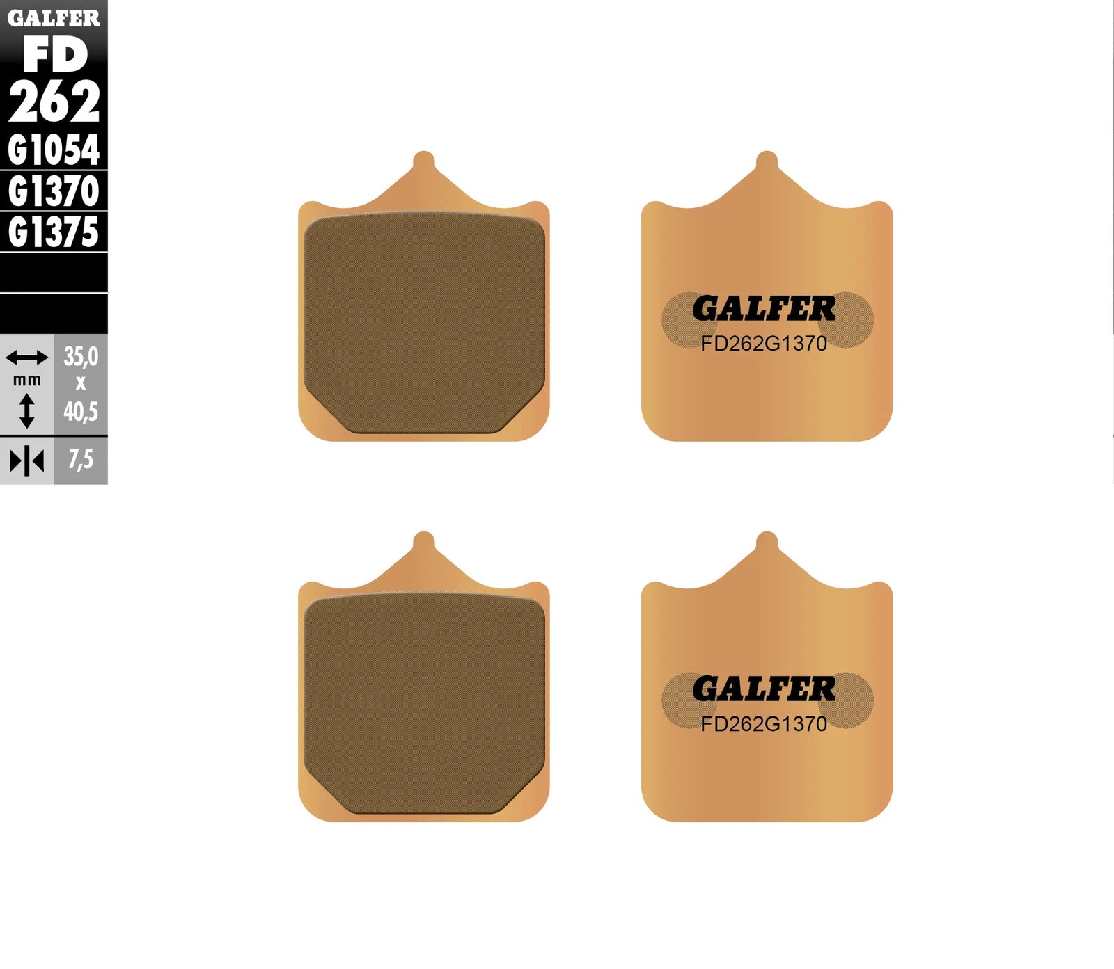 Pastiglia Freno Galfer FD262 G1370 - Kit 4 pz - Benelli, Aprilia, Derbi, Ducati, Ktm, Husqvarna, Sherco, Tm - Supermoto / Naked / Sport